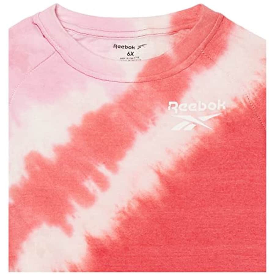 Reebok girls 2-piece Activewear Clothing Set - Long Sleeve Top + Biker/Yoga Gym Yoga Shorts, Powder for $15