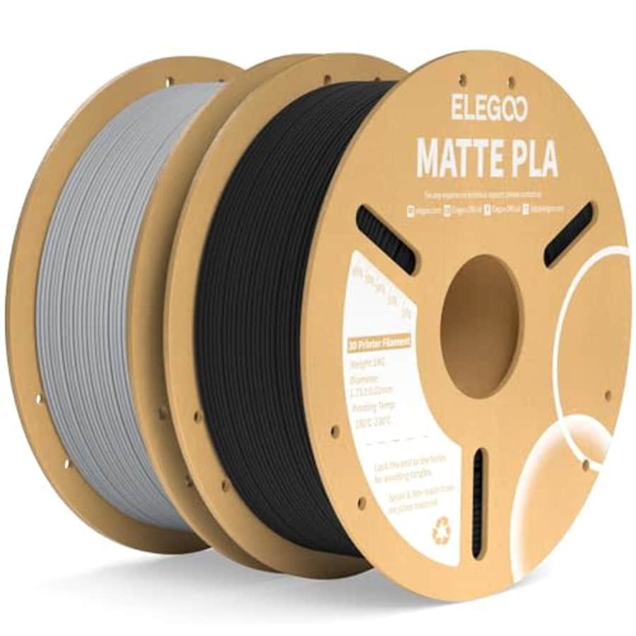 ELEGOO Matte PLA Filament Black & Gray 2KG, 1.75mm 3D Printer Filament Dimensional Accuracy +/- for $30 ELEGOO Matte PLA Filament Black & Gray 2KG, 1.75mm 3D Printer Filament Dimensional Accuracy +/- for $30