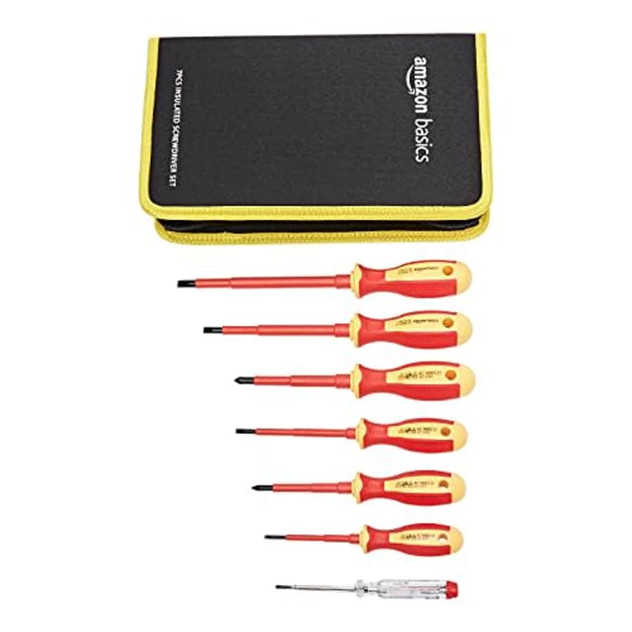 Amazon Basics 1000 Volt VDE Insulated Screwdriver Set with 1-Piece Voltage Test, 7-Piece for $19 Amazon Basics 1000 Volt VDE Insulated Screwdriver Set with 1-Piece Voltage Test, 7-Piece for $19