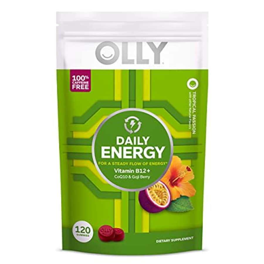 OLLY Daily Energy Gummy, Caffeine Free, Vitamin B12, CoQ10, Goji Berry, Adult Chewable Supplement, for $43
