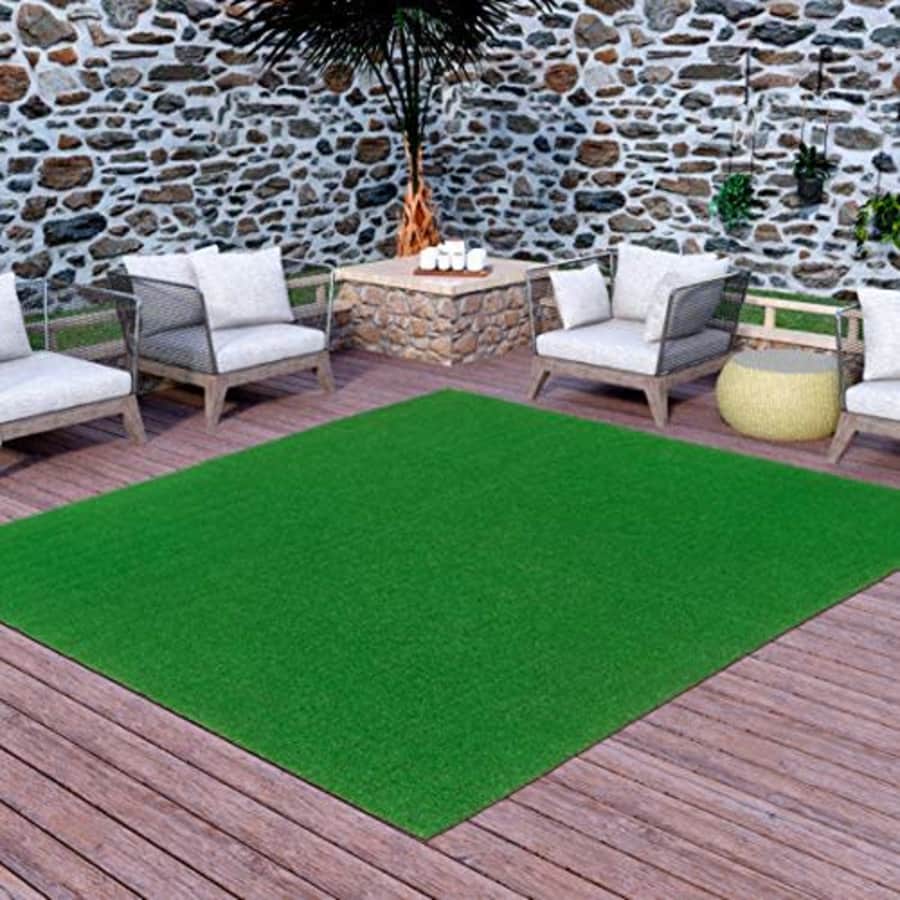 Ottomanson Evergreen Artificial Turf Area Rug, 6'X7'3", Green for $35