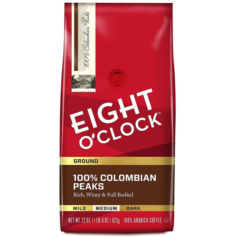 Eight O'Clock Coffee 100% Colombian Peaks Ground Coffee 22-Oz. Bag for $5.53 via Sub & Save Eight O'Clock Coffee 100% Colombian Peaks Ground Coffee 22-Oz. Bag for $5.53 via Sub & Save