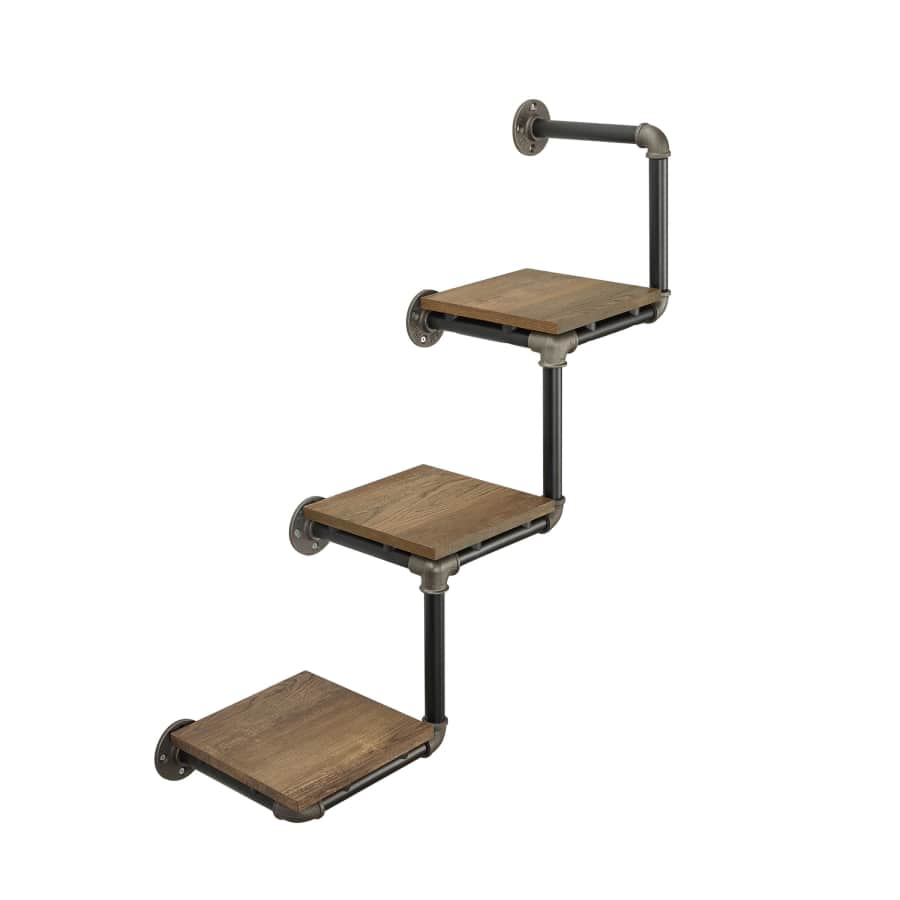 Lents Industrial Reclaimed Oak 3-Tier Wall Shelf for $30