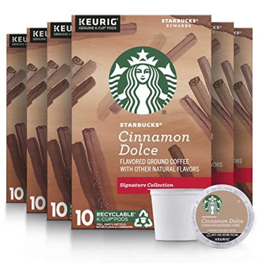 Starbucks Flavored K-Cup Coffee Pods Cinnamon Dolce for Keurig Brewers (60 pods total), 10 Count for $37