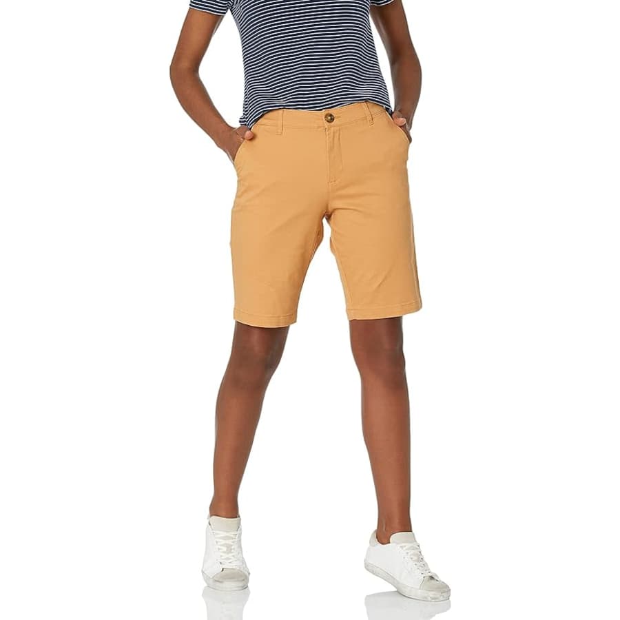 Amazon Essentials Women's Mid-Rise Slim-Fit 10" Inseam Bermuda Shorts for $8 Amazon Essentials Women's Mid-Rise Slim-Fit 10" Inseam Bermuda Shorts for $8