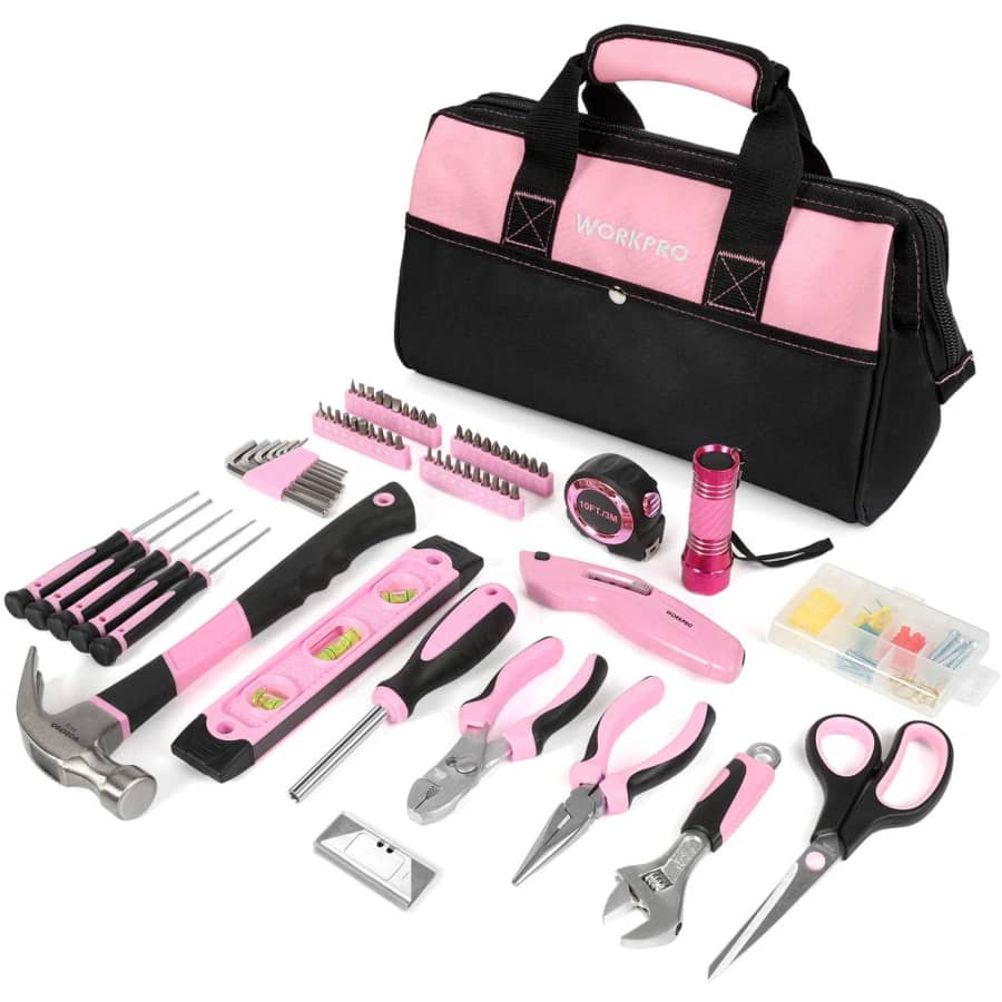 WorkPro Pink Home Maintenance Tool Set for $40
