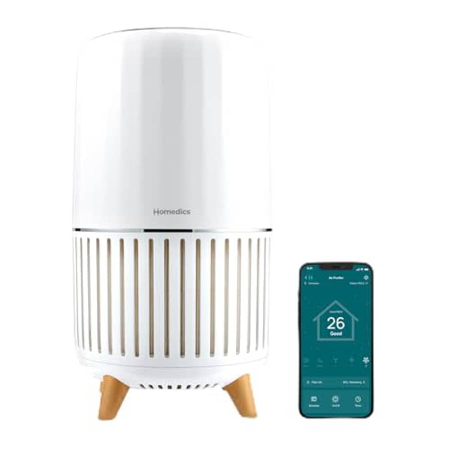 Homedics Smart Air Purifier 4-in-1 Tower for Large Rooms, Up To 1570 sq ft, True HEPA Filtration, for $250 Homedics Smart Air Purifier 4-in-1 Tower for Large Rooms, Up To 1570 sq ft, True HEPA Filtration, for $250