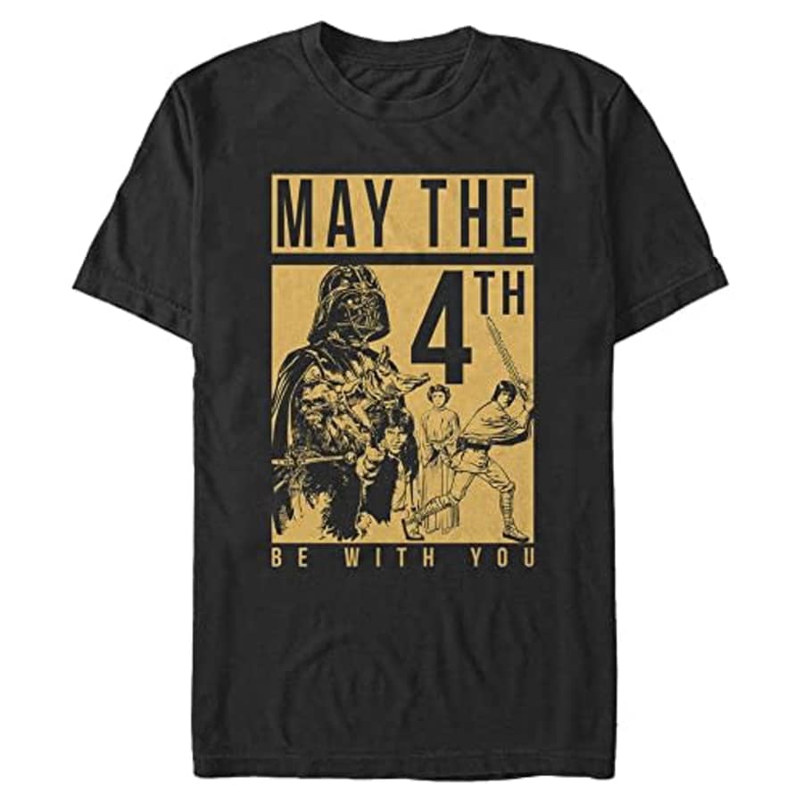 Star Wars Big & Tall Fourth Box Men's Tops Short Sleeve Tee Shirt, Black, Large for $7