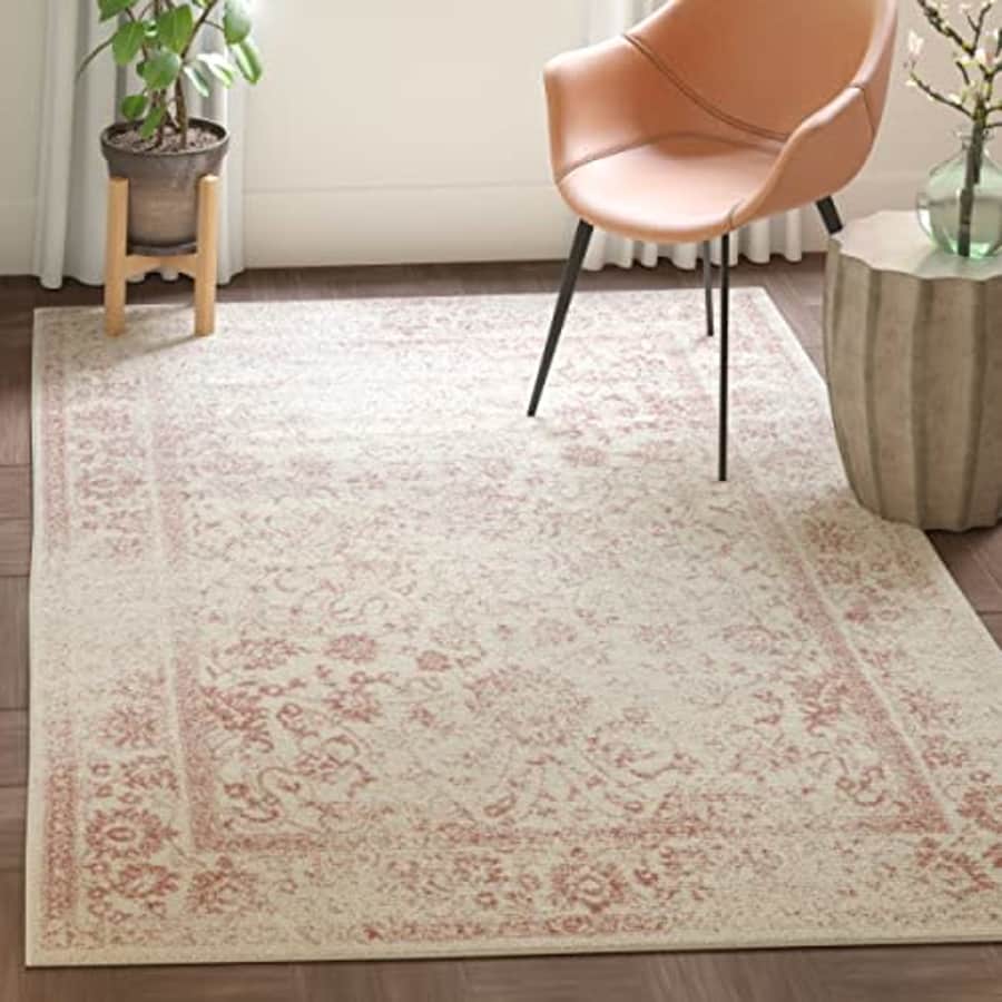 SAFAVIEH Adirondack Collection 4' Square Ivory / Rose ADR109H Oriental Distressed Non-Shedding for $28