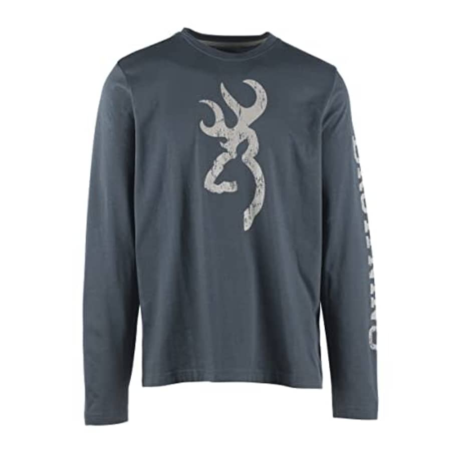 Browning Men's Long Sleeve T-Shirt, Soft Jersey Fabric Signature Buckmark Tee, Logan 2.0 (Midnight for $19
