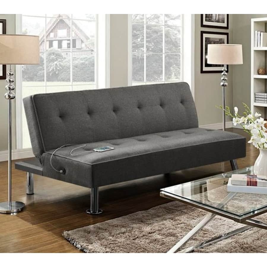 Alden Design Modern Convertible Futon with USB for $138 Alden Design Modern Convertible Futon with USB for $138