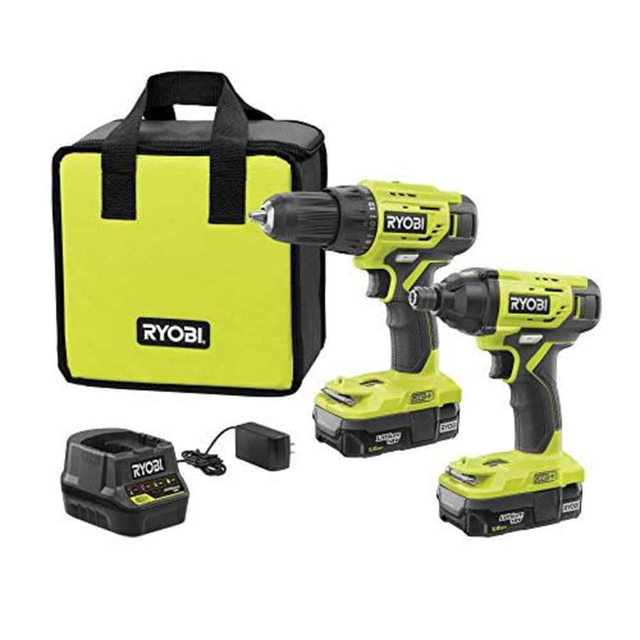 Ryobi P1817 18V ONE+ Lithium-Ion Cordless 2-Tool Combo Kit with (2) 1.5 Ah Batteries, 18-Volt for $142