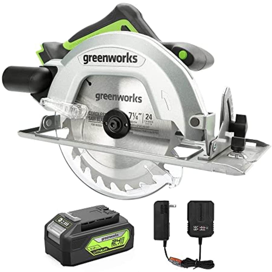 Greenworks 24V 7-1/4'' Brushless Cordless Circular Saw w/ 4Ah Battery & 2A Charger for $112 Greenworks 24V 7-1/4'' Brushless Cordless Circular Saw w/ 4Ah Battery & 2A Charger for $112