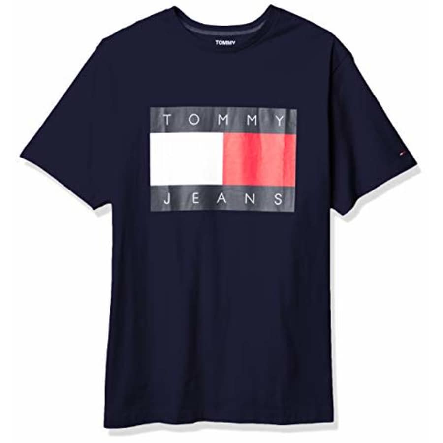 Tommy Hilfiger Big & Tall Men's Big and Tall Short Sleeve T-Shirt, Black IRIS, XL-TL for $40