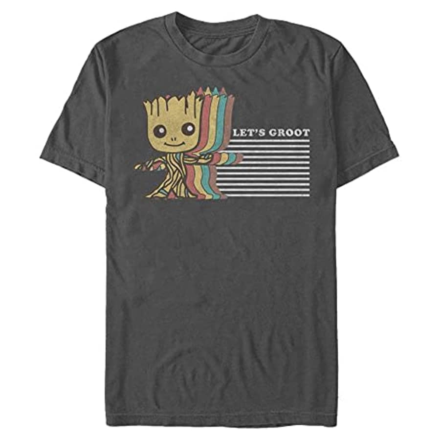 Marvel Men's Universe Retro Groot T-Shirt, Charcoal, Large for $14 Marvel Men's Universe Retro Groot T-Shirt, Charcoal, Large for $14