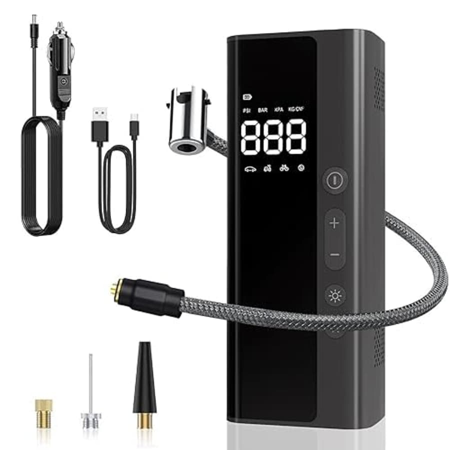 Portable Air Compressor w/ 8,000mAh Power Bank for $16 Portable Air Compressor w/ 8,000mAh Power Bank for $16