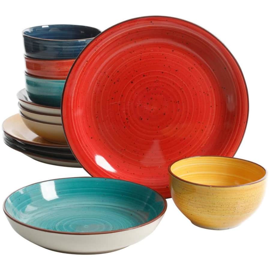 Gibson Home Color Speckle 12-Piece Stoneware Dinnerware Set for $30