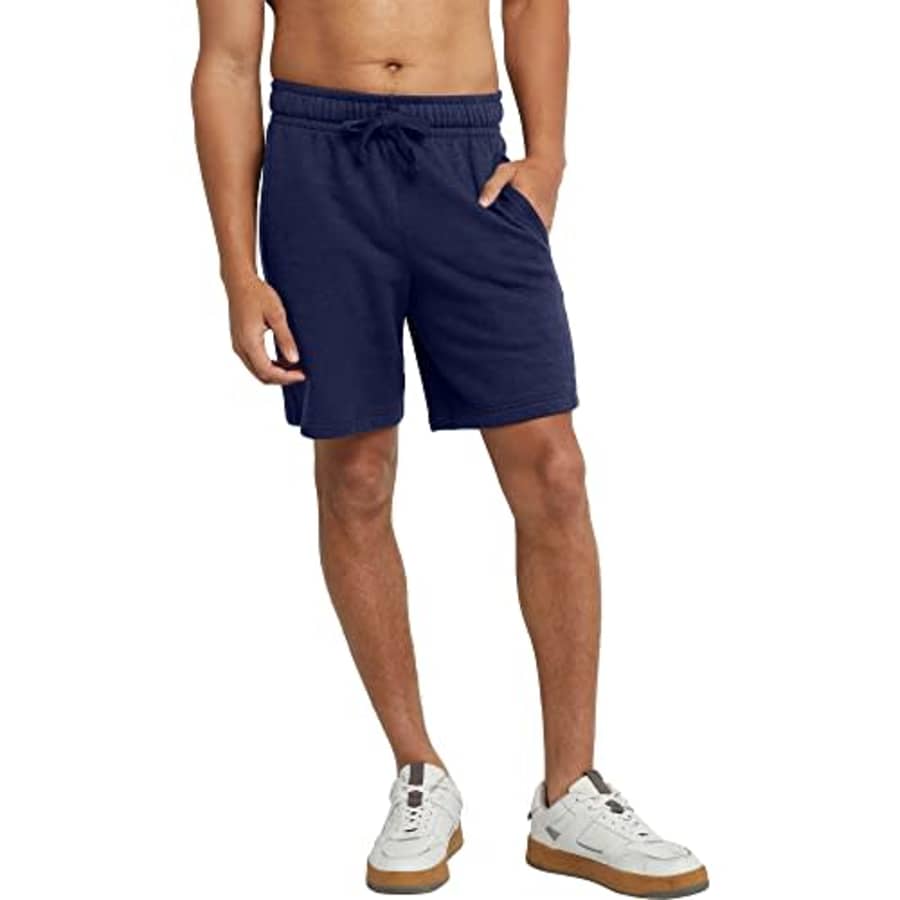 Hanes Men's Originals Sweat, Heavyweight Fleece Shorts with Pockets, 8", Navy Pe Heather for $16