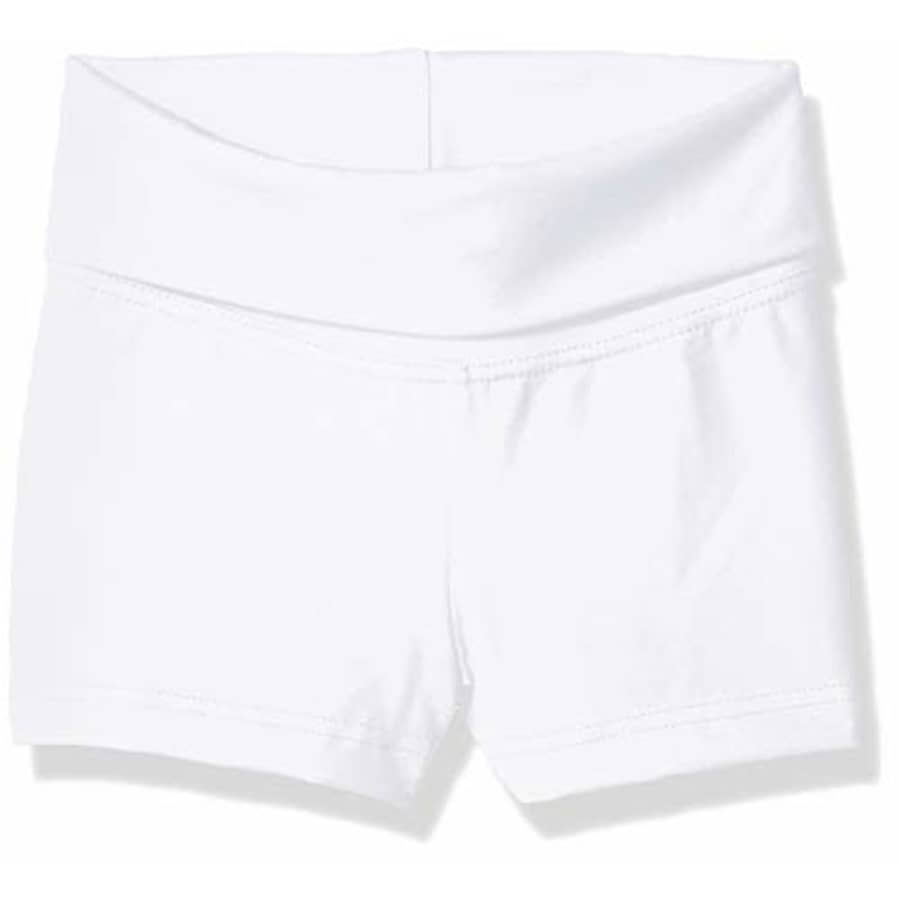 Capezio Girls' Big Team Basic Foldover Boy Shorts, White, Large for $12