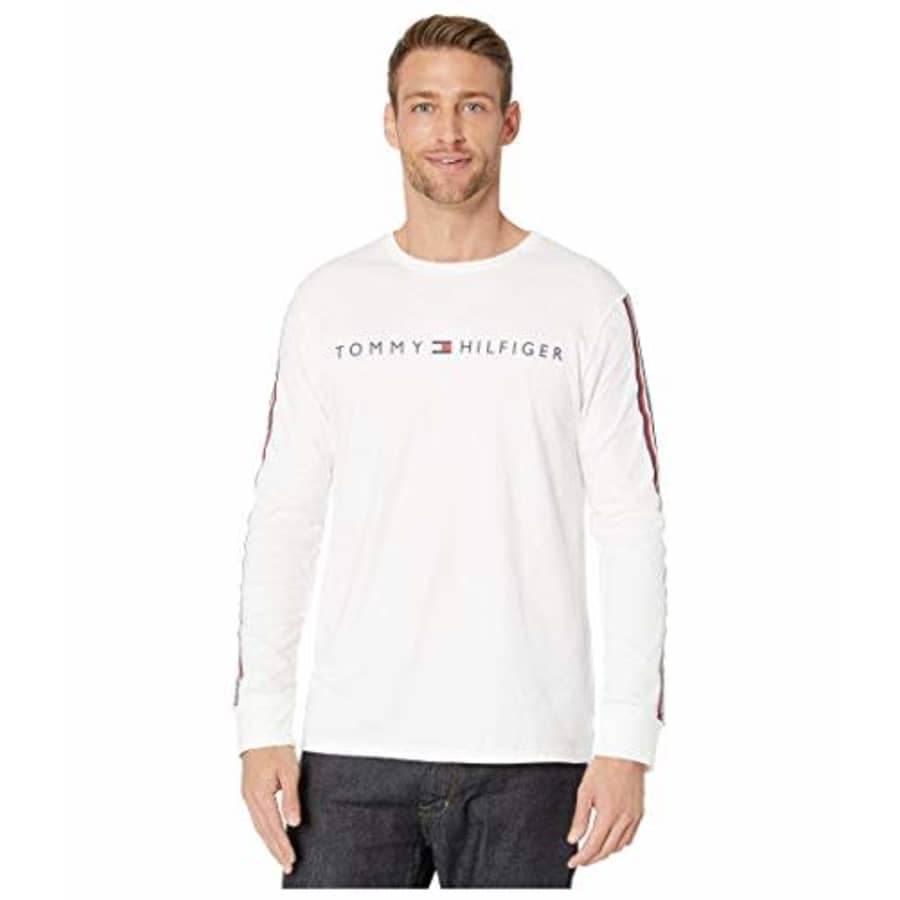 Tommy Hilfiger Men's Long Sleeve Cotton Graphic T-Shirt, Bright White, MD for $29