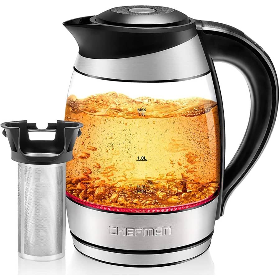 Chefman 1.8L Electric Glass Kettle w/ Tea Infuser for $28