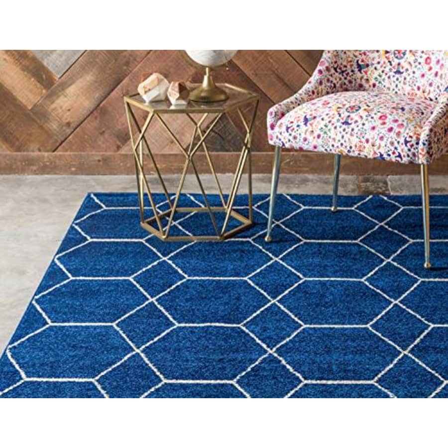 Unique Loom Trellis Frieze Collection Lattice Moroccan Geometric Modern Navy Blue Area Rug (8' 0 x for $100