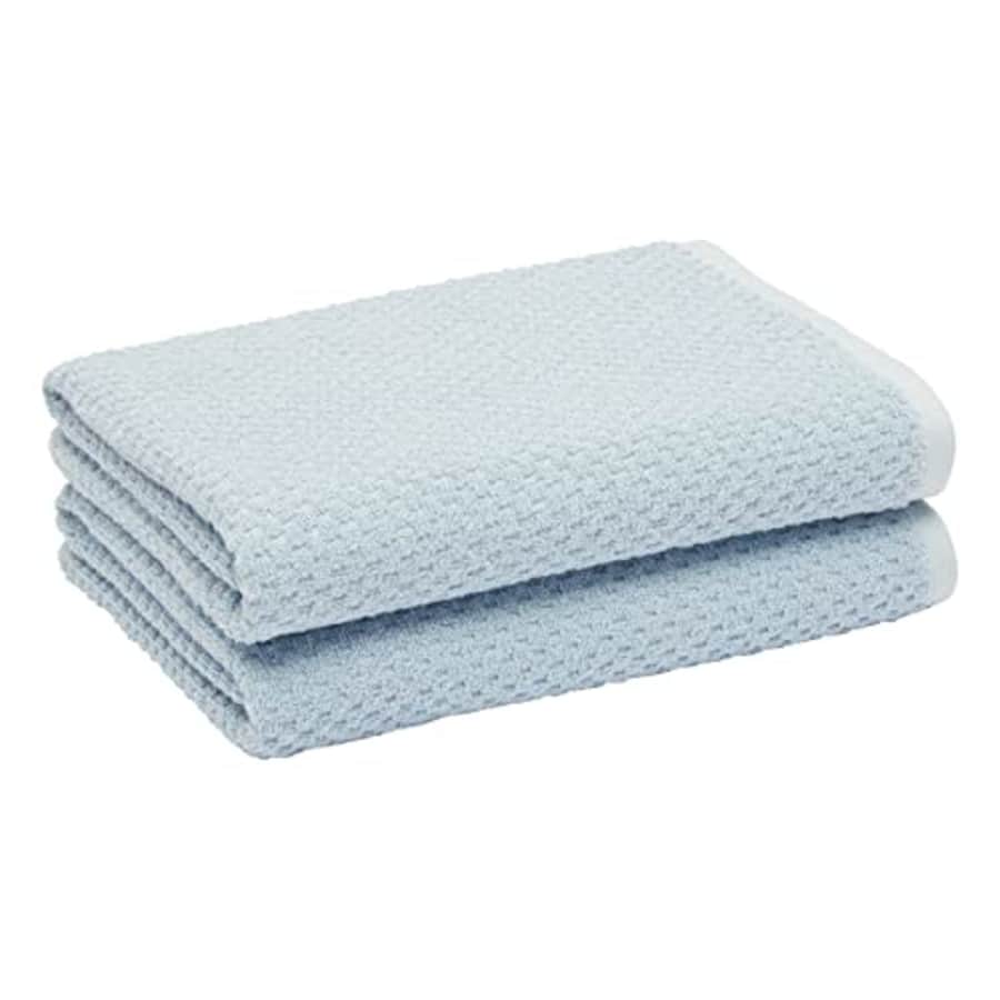 Amazon Basics Odor Resistant Textured Bath Towel, 30 x 54 Inches - 2-Pack, Light Blue for $29