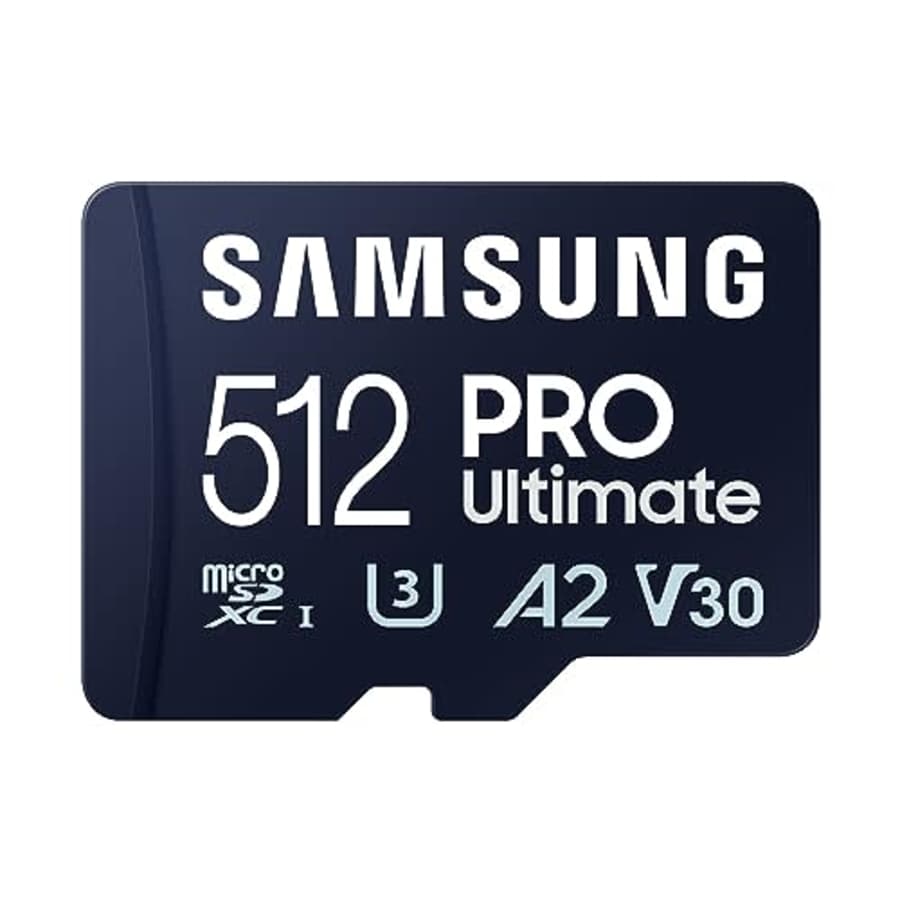 SAMSUNG PRO Ultimate microSD Memory Card + Adapter, 512GB microSDXC, Up to 200 MB/s, 4K UHD, UHS-I, for $65 SAMSUNG PRO Ultimate microSD Memory Card + Adapter, 512GB microSDXC, Up to 200 MB/s, 4K UHD, UHS-I, for $65
