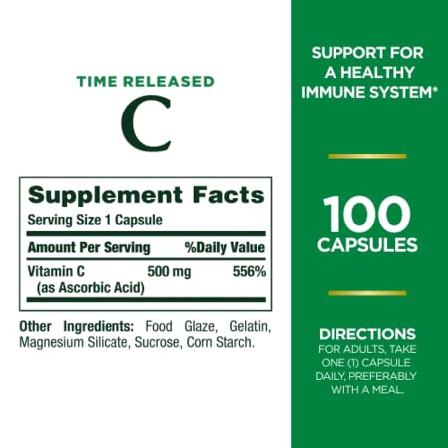 Nature's Bounty Vitamin C, Immune Support, 500mg, Capsules, 100 Ct for $8 Nature's Bounty Vitamin C, Immune Support, 500mg, Capsules, 100 Ct for $8