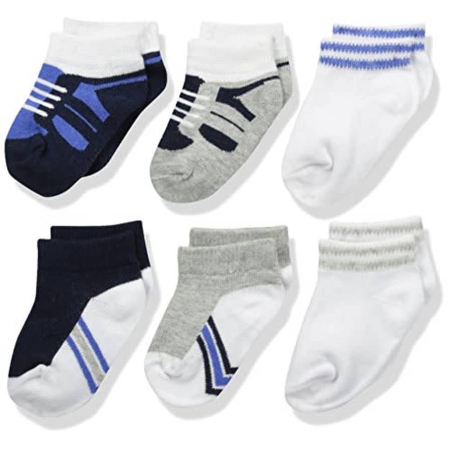 Luvable Friends Unisex Baby Newborn and Baby Socks Set, Blue Gray 6-Pack, 0-6 Months for $11