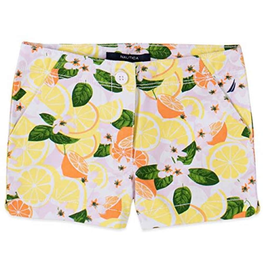 Nautica Girls' Printed Shorts, Citrus Limelight, 7 for $13
