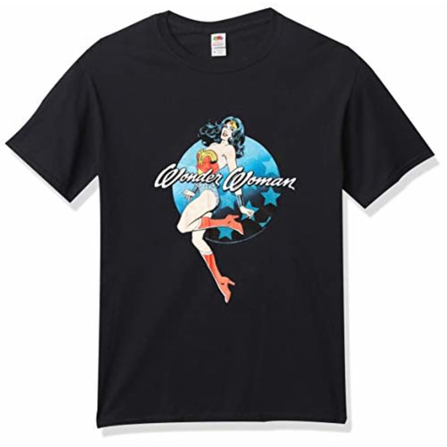 DC Comics Men's Wonder About T-Shirt, Black, XX-Large for $9