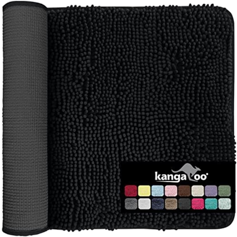 KANGAROO Luxury Chenille Bath Rug, 36x24, Extra Soft and Absorbent Shaggy Bathroom Rugs, Machine for $25