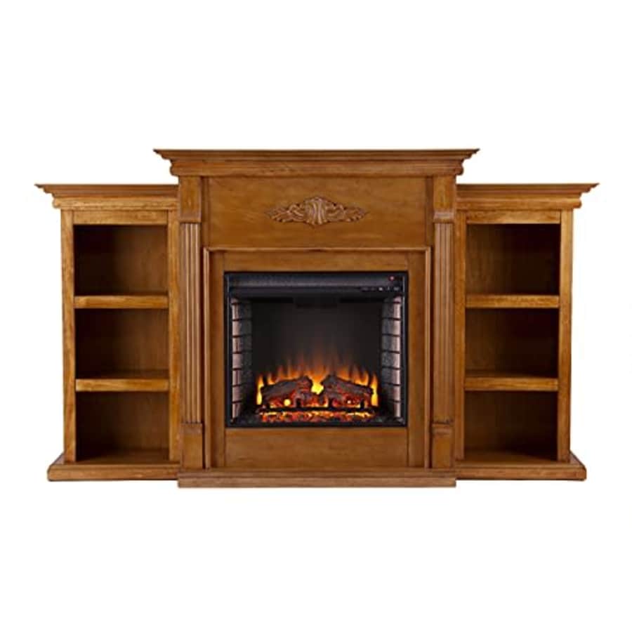 SEI Furniture Tennyson Electric Bookcases Fireplace, Glazed Pine for $795