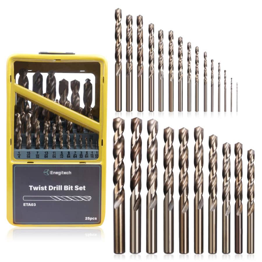Enegitech 25-Piece Twist Drill Bit Set for $16