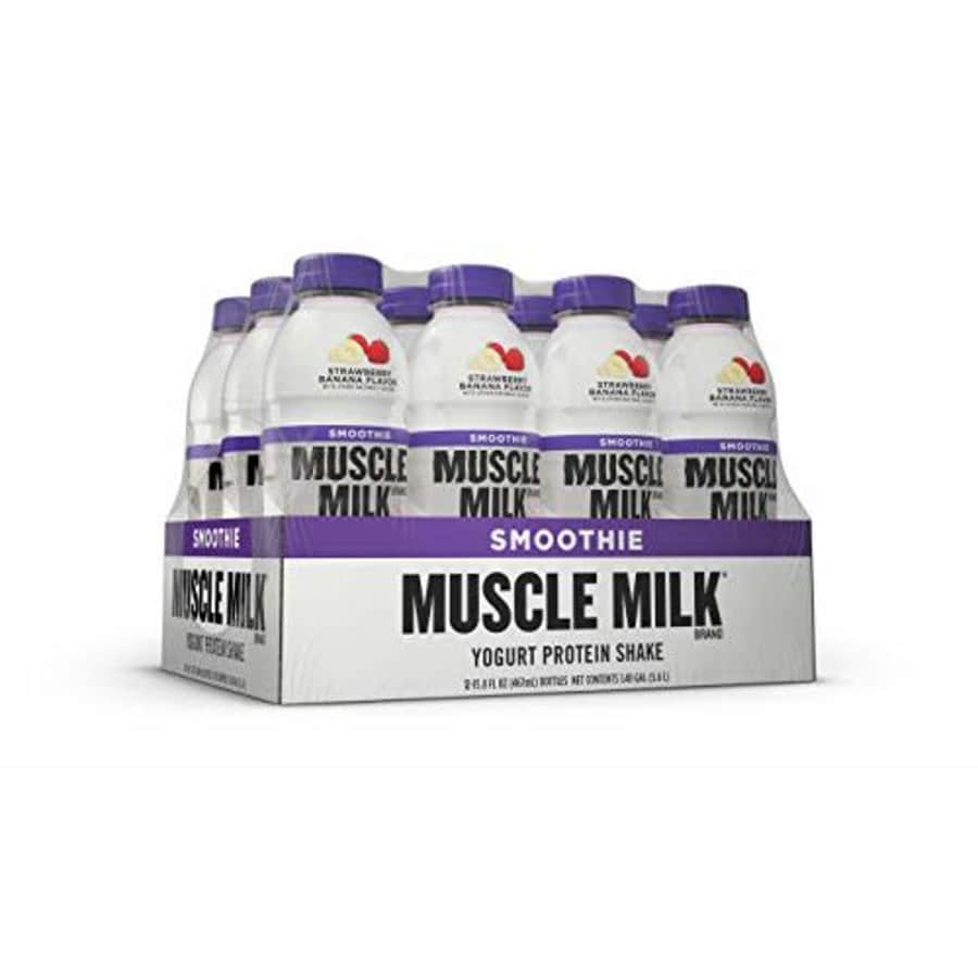 Muscle Milk Smoothie Protein Yogurt Shake, Strawberry Banana, 25g Protein, 15.8 FL OZ, 12 Count for $20