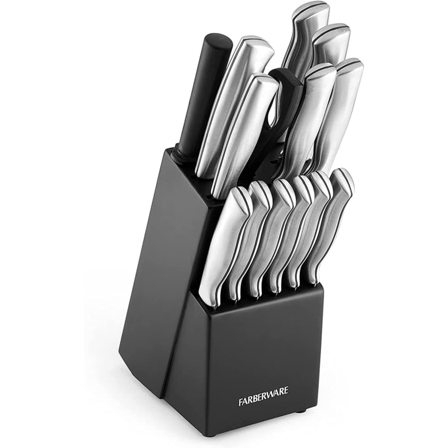 Farberware 15-Piece Stainless Steel Knife Block Set for $40