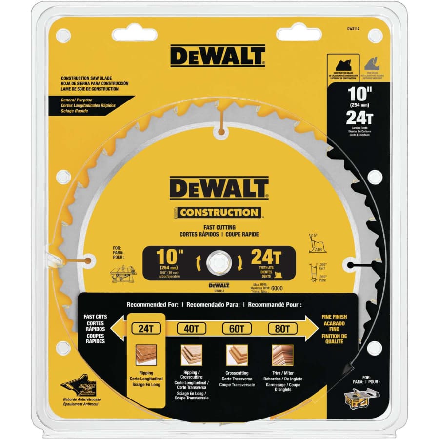 DeWalt 10" x 5/8" Carbide Circular Saw Blade for $9.99 for members