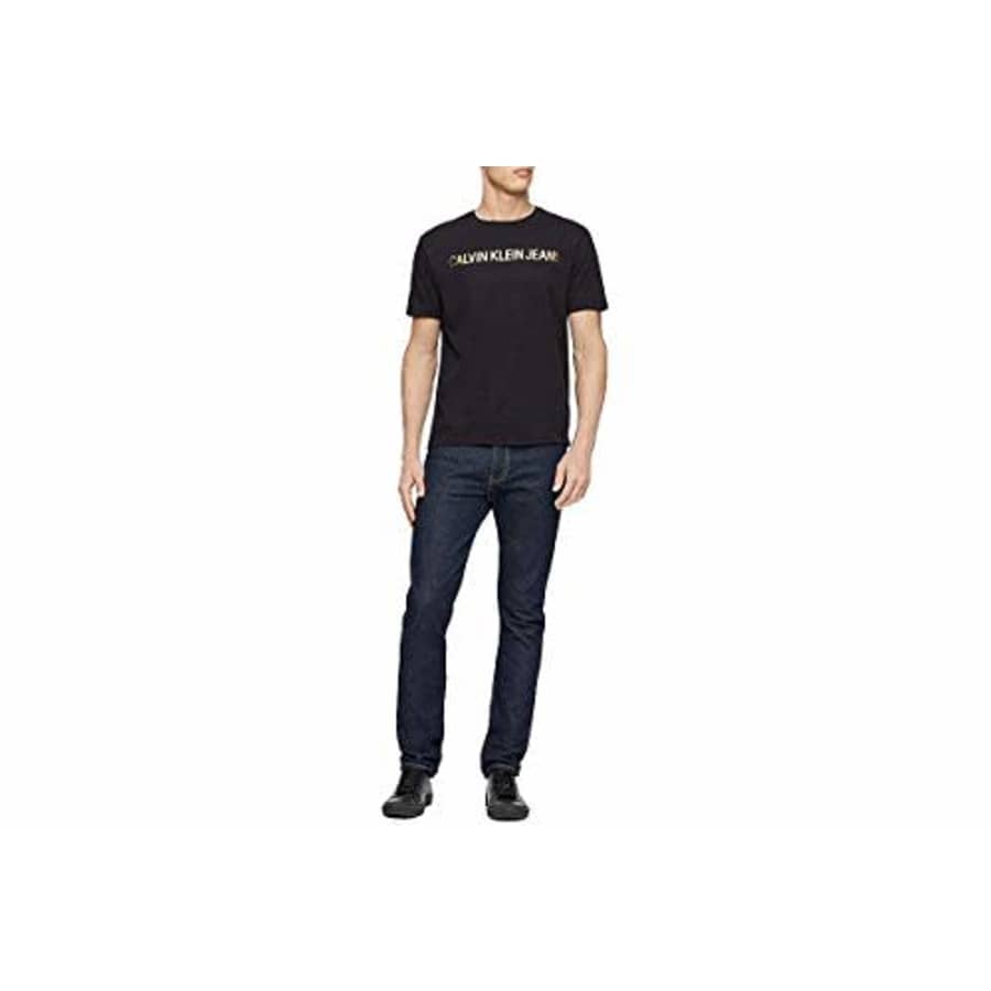 Calvin Klein Men's Ck Jeans Logo Short Sleeve Crewneck T-Shirt, Black Fall, Large for $7