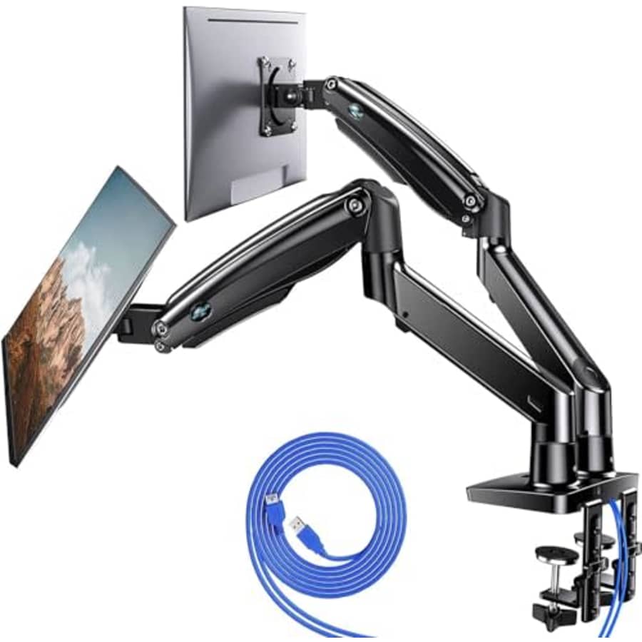 Huanuo Dual Monitor Stand for 13" to 35" Monitors with USB for $140