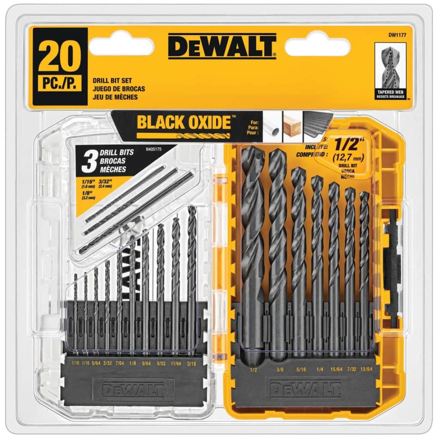 DeWalt 20-Piece Black Oxide Drill Bit Set for $21