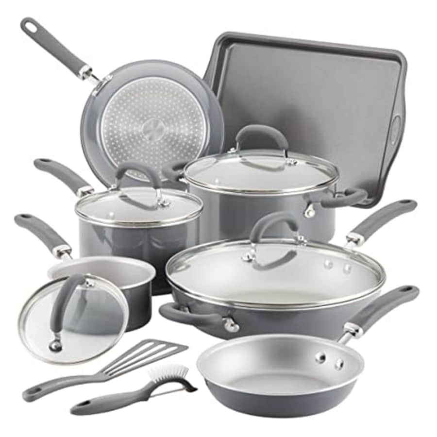 Rachael Ray Create Delicious Nonstick Cookware Induction Pots and Pans Set, 13 Piece - Gray Shimmer for $170 Rachael Ray Create Delicious Nonstick Cookware Induction Pots and Pans Set, 13 Piece - Gray Shimmer for $170