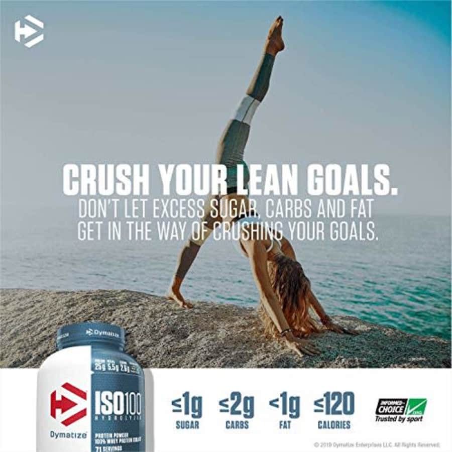 Dymatize ISO100 Hydrolyzed Protein Powder, 100% Whey Isolate Protein, 25g of Protein, 5.5g BCAAs, for $33 Dymatize ISO100 Hydrolyzed Protein Powder, 100% Whey Isolate Protein, 25g of Protein, 5.5g BCAAs, for $33