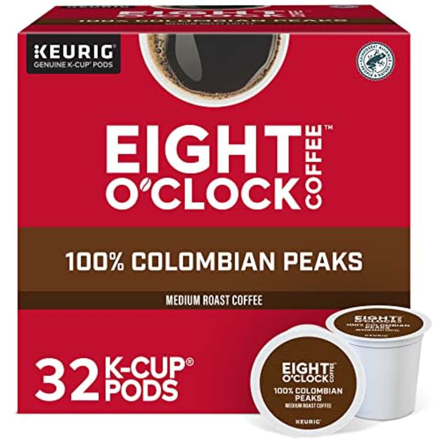 Eight O'Clock Coffee Colombian Peaks Single-Serve Keurig K-Cup Pods, Medium Roast Coffee Pods, 32 for $30 Eight O'Clock Coffee Colombian Peaks Single-Serve Keurig K-Cup Pods, Medium Roast Coffee Pods, 32 for $30