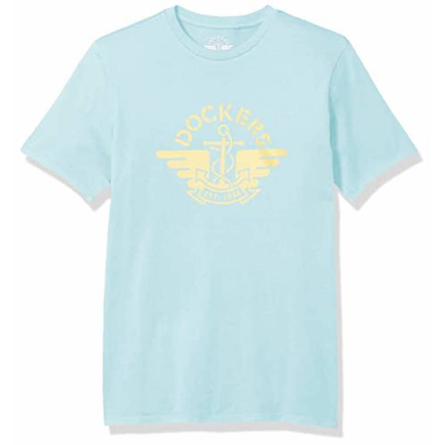 Dockers Men's Short Sleeve Crewneck T-Shirt, Teal Wave Golden Logo, X-Large for $7 Dockers Men's Short Sleeve Crewneck T-Shirt, Teal Wave Golden Logo, X-Large for $7