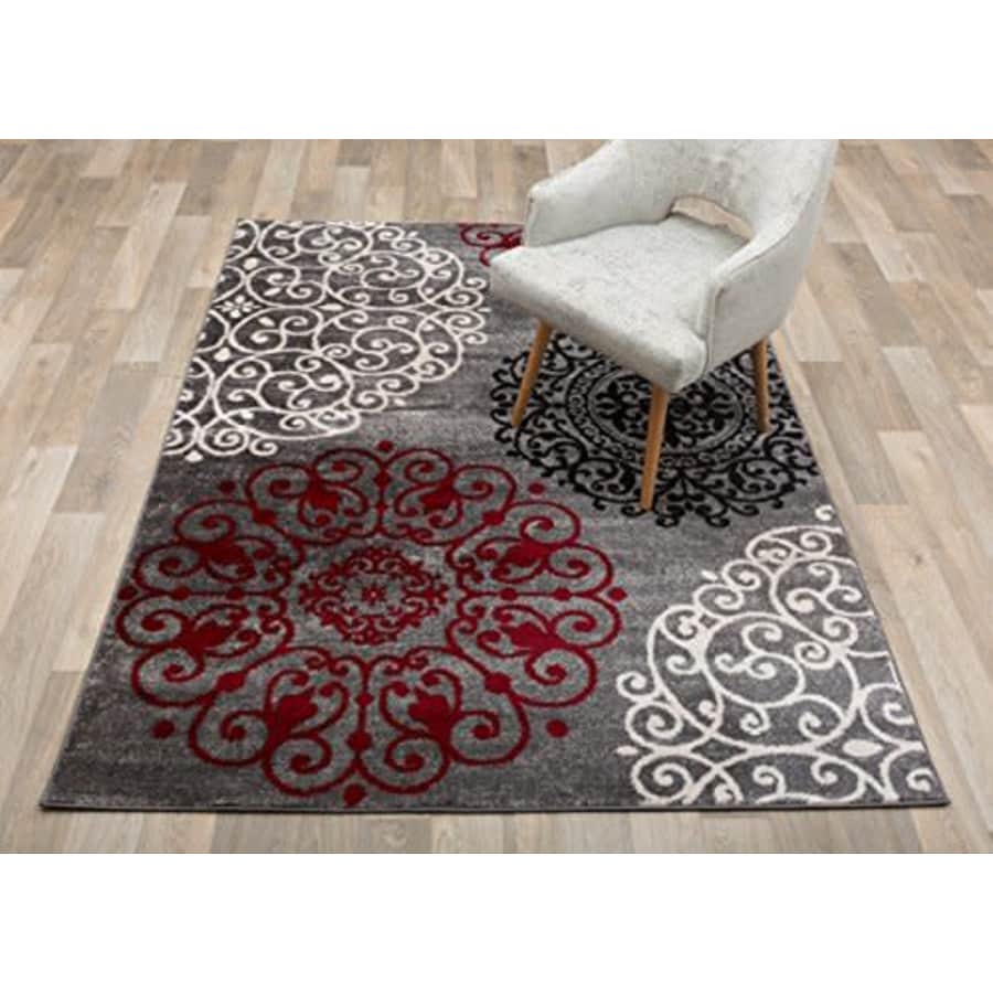 Rugshop Contemporary Modern Floral Indoor Soft Area Rug 5'3" x 7'3" Red for $88