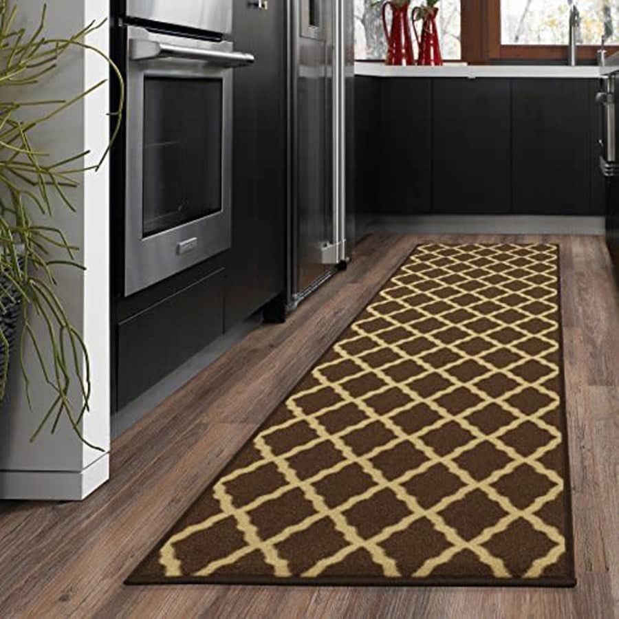 Ottomanson OTH2328-20X59 Ottohome Trellis Runner Rug, 20''X59'', Brown for $18