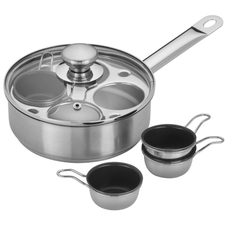 Demeyere Resto 4-Cup Stainless Steel Egg Poacher Set for $40