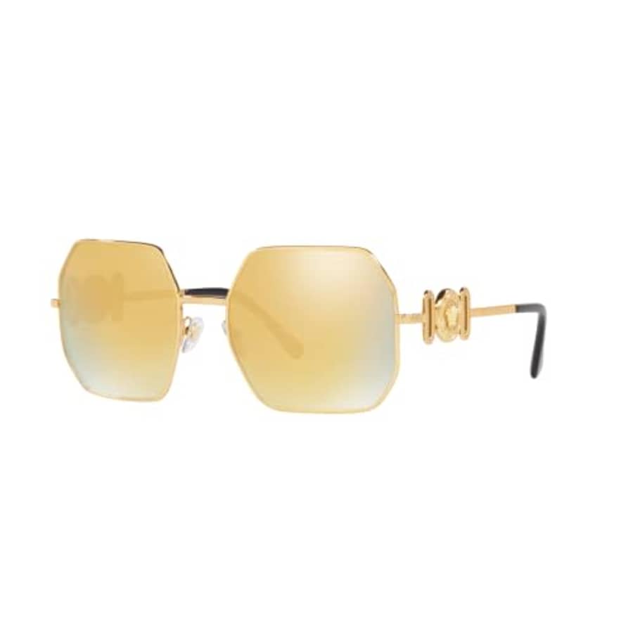 Versace Woman Sunglasses Gold Frame, Brown Mirror Gold Lenses, 58MM for $150