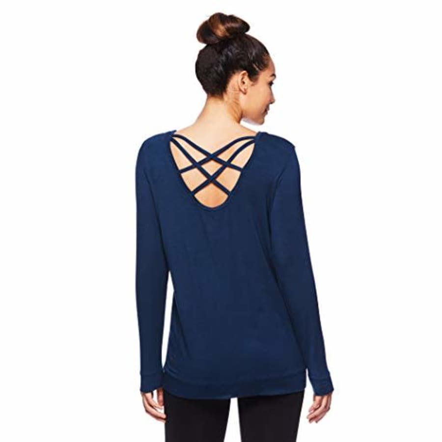 Gaiam Women's Long Sleeve Yoga & Workout T Shirt - Activewear Top w/Open Back Detail - Emma Moonlit for $23